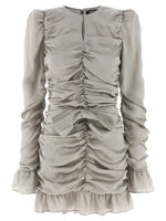 Grey Crew Neck Ruffled Mini Dress 1