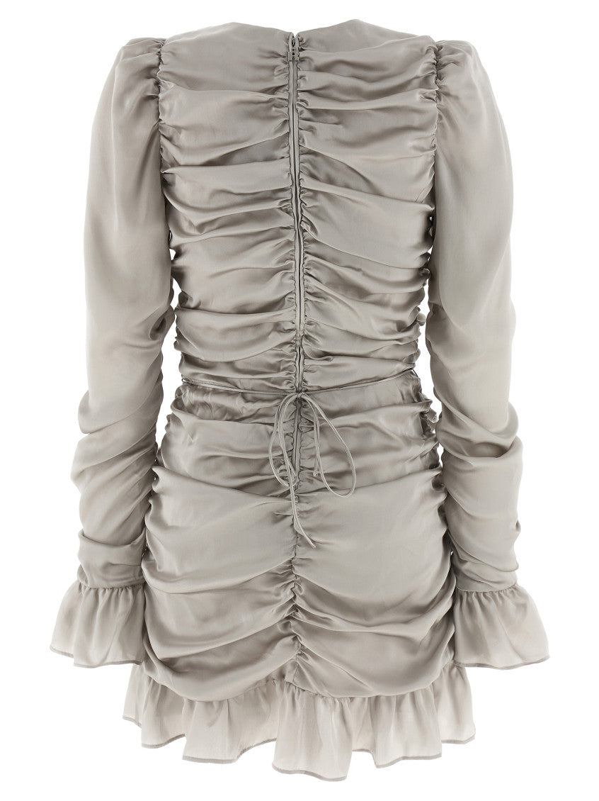 Grey Crew Neck Ruffled Mini Dress 2