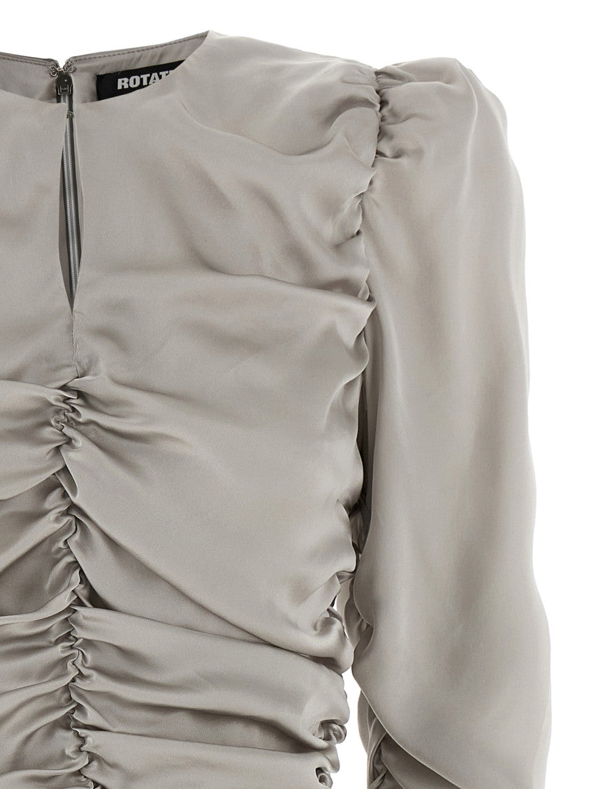 Grey Crew Neck Ruffled Mini Dress 3