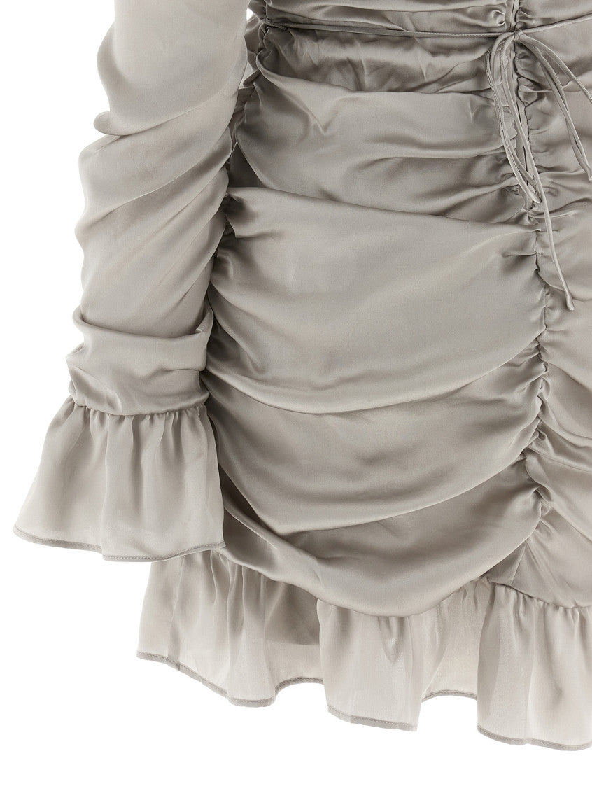 Grey Crew Neck Ruffled Mini Dress 4