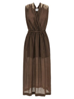 Brown Crossed V-Neck  Maxi Dress 1