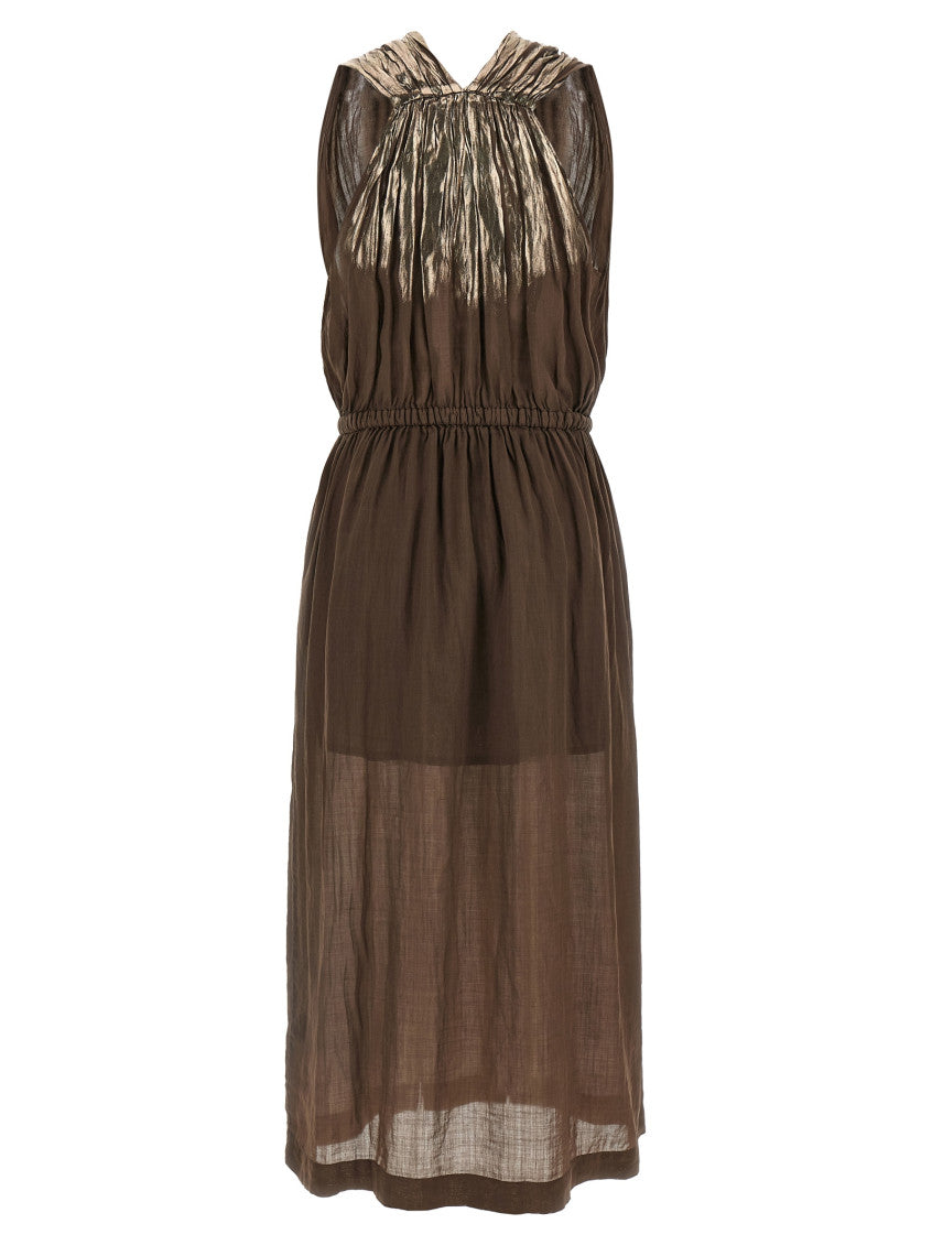 Brown Crossed V-Neck  Maxi Dress 2