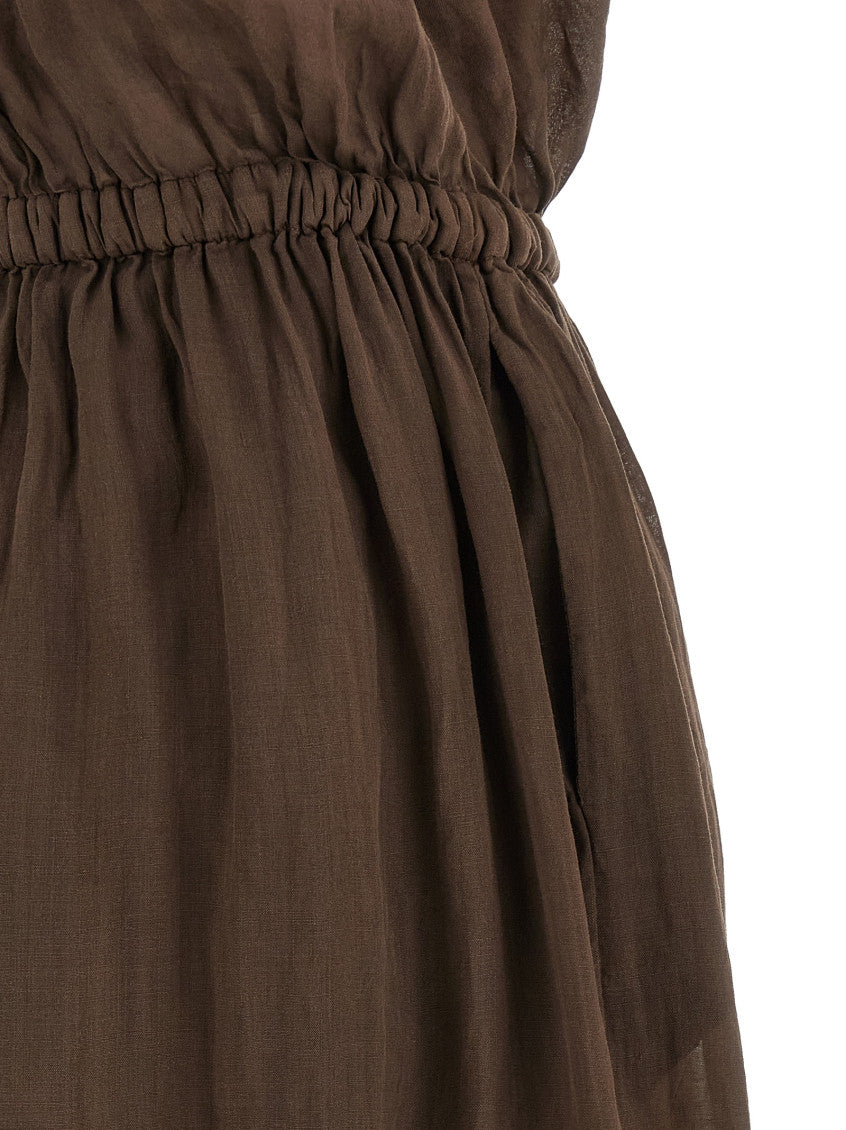 Brown Crossed V-Neck  Maxi Dress 4