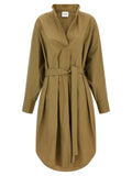 Brown Shirt Collar Midi Dress 1