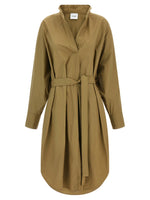 Brown Shirt Collar Midi Dress 1