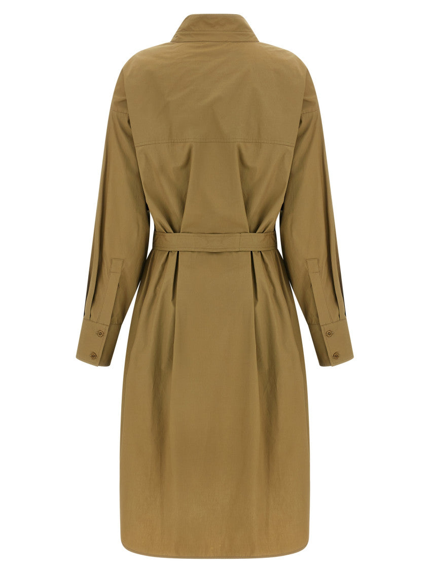 Brown Shirt Collar Midi Dress 2