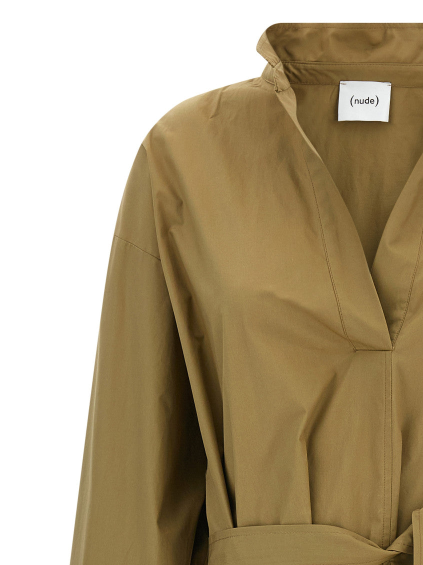 Brown Shirt Collar Midi Dress 3
