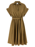 Green Shirt Collar Midi Dress 1