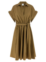 Green Shirt Collar Midi Dress 1