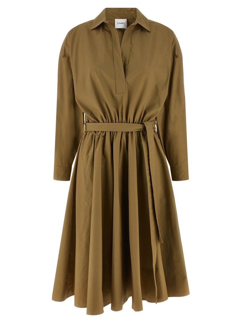 Green Shirt Collar Midi Dress 2