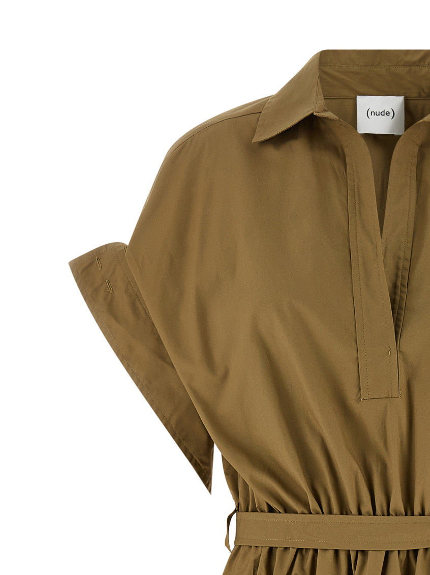 Green Shirt Collar Midi Dress 4