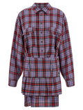 Multicolour Shirt Collar Check Mini Dress 1