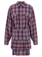 Multicolour Shirt Collar Check Mini Dress 1