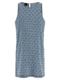 Light Blue Round Neck Embellished Mini Dress 1