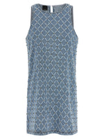 Light Blue Round Neck Embellished Mini Dress 1