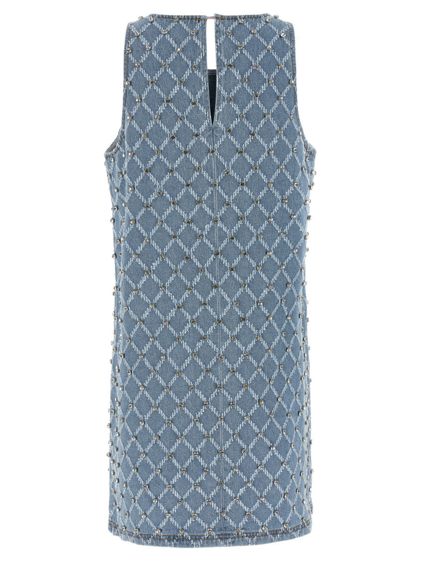 Light Blue Round Neck Embellished Mini Dress 2