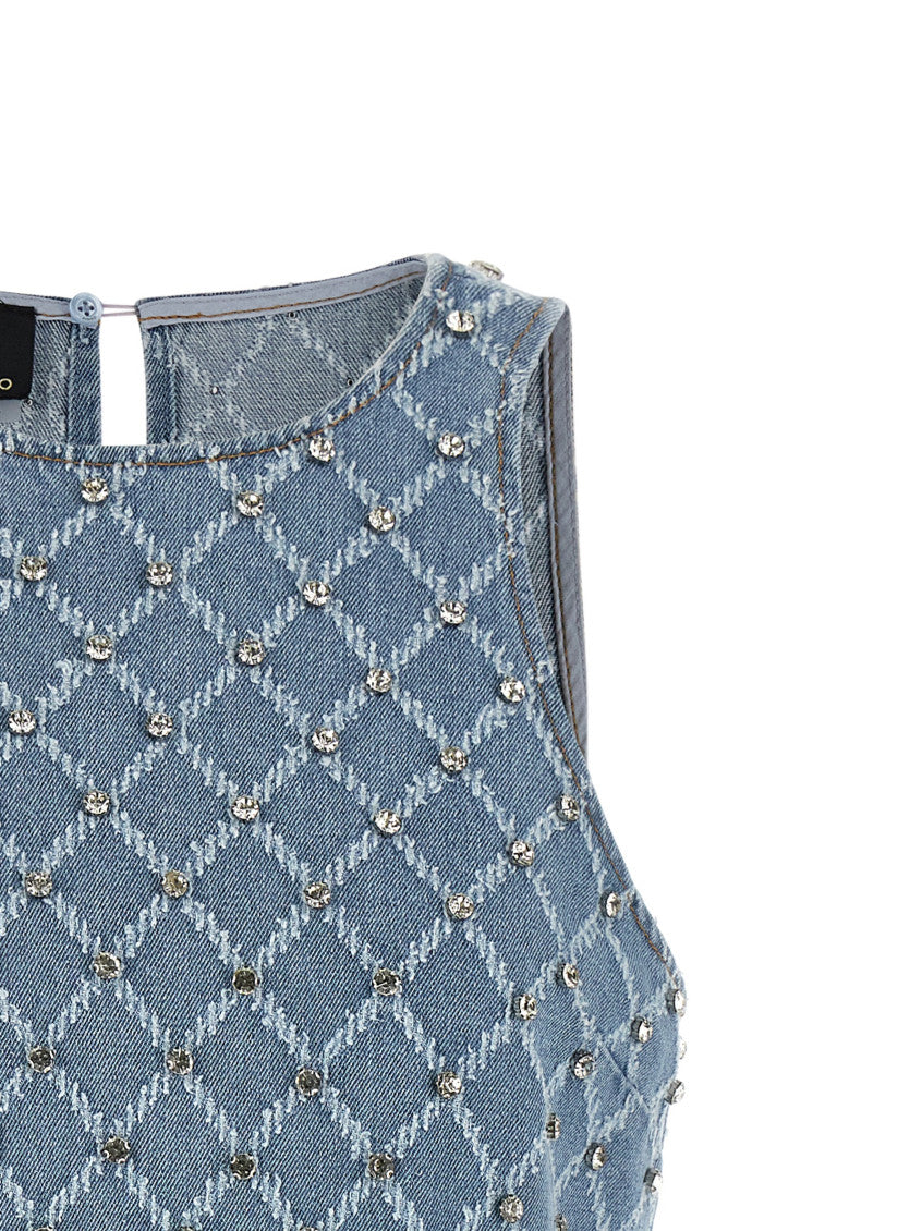 Light Blue Round Neck Embellished Mini Dress 3