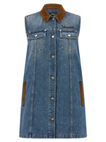 Blue Shirt Collar Logo Mini Dress 1