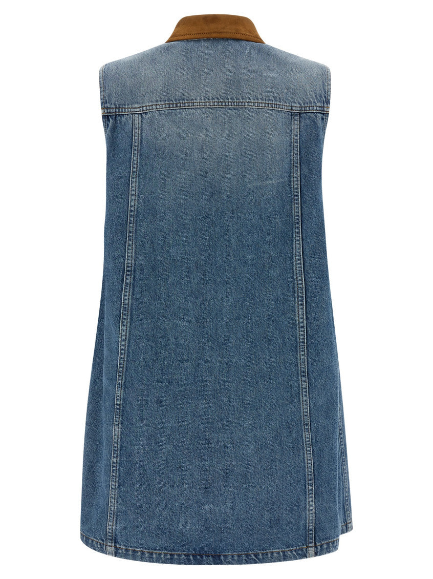 Blue Shirt Collar Logo Mini Dress 2