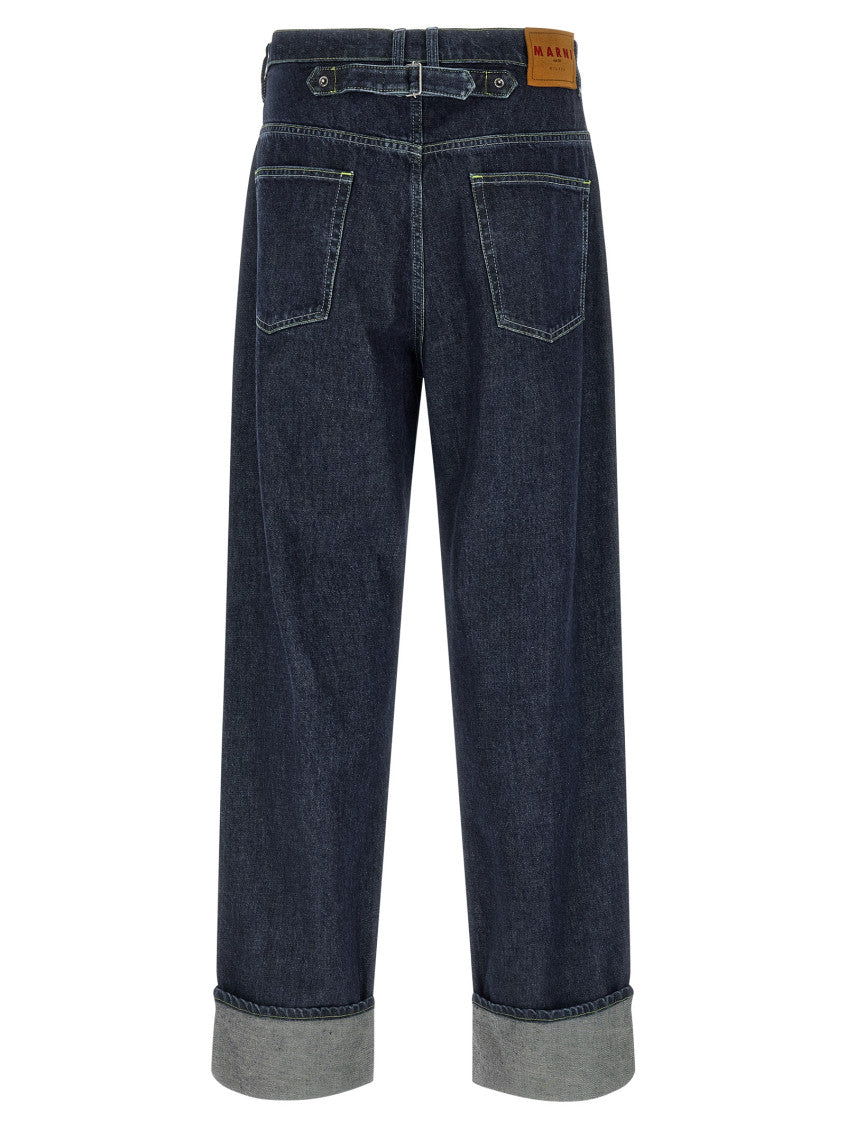 Blue Logo Embroidery Jeans 2