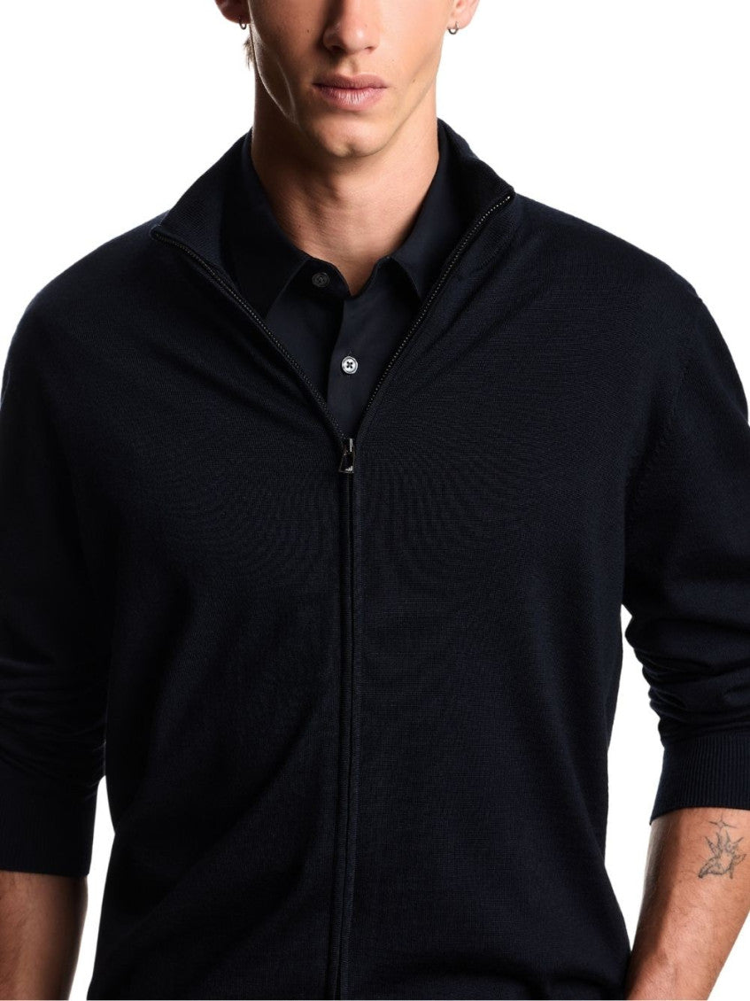 Blue Solid Zip Up Jacket 3