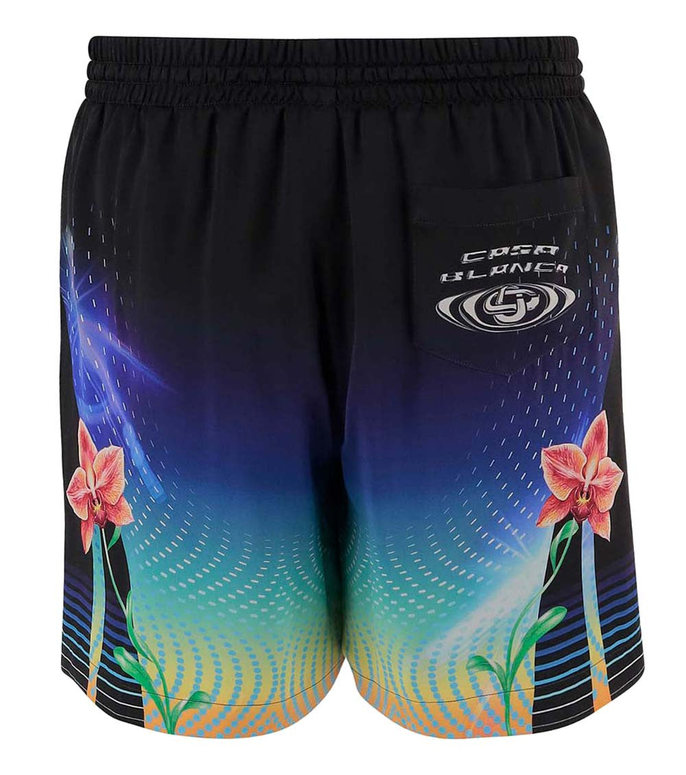 Multicolor Silk Graphic Print Shorts 2