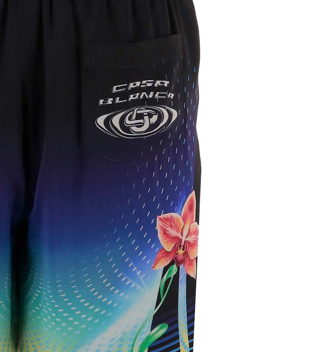 Multicolor Silk Graphic Print Shorts 3