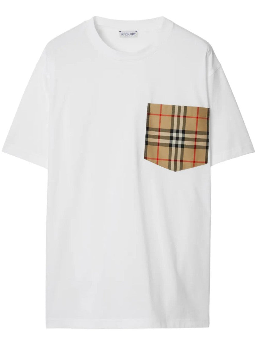 White Vintage Check Pocket T-shirt 1