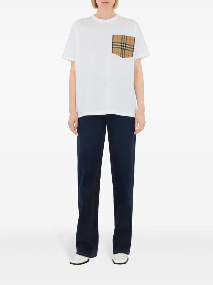 White Vintage Check Pocket T-shirt 2