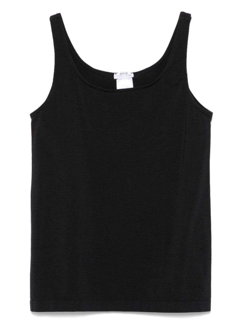 Black Cotton Blend Tank Top 1