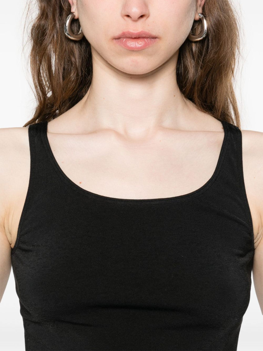 Black Cotton Blend Tank Top 2