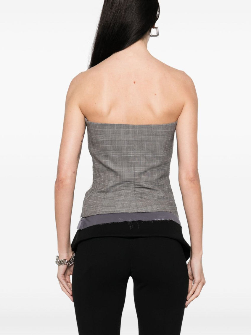 Grey Plaid-check Corset 3