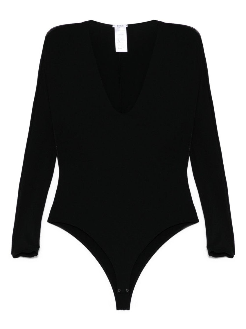 Black V-necked bodysuit 1