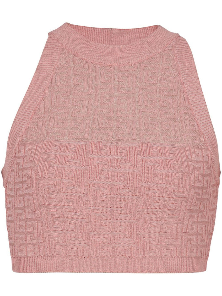Pink PB-monogram Knitted Top 1
