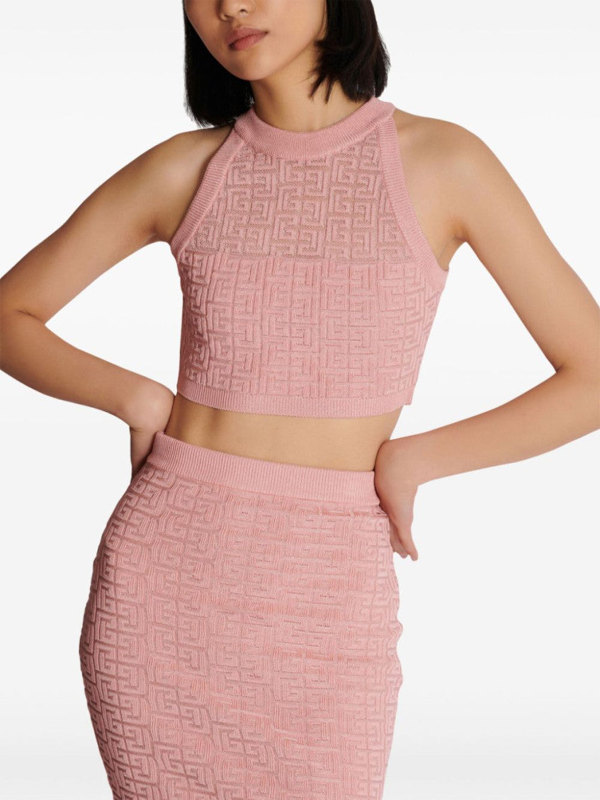 Pink PB-monogram Knitted Top 2