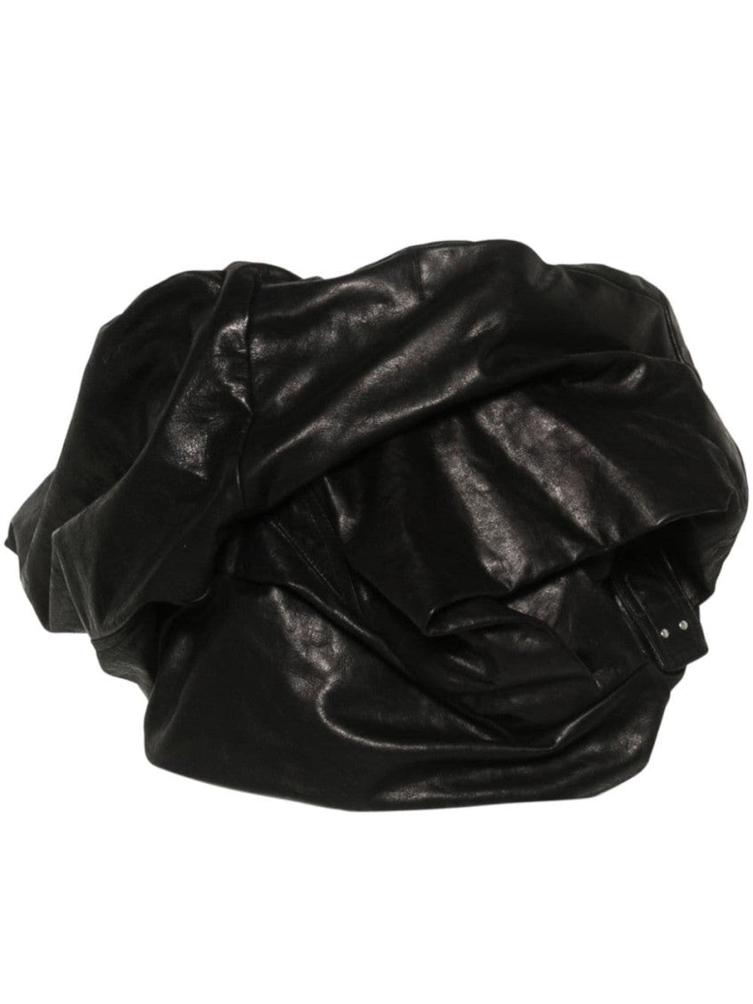 Black Draped Bustier Leather Top 1