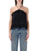 Black Embroidered Halter Neck Top 1