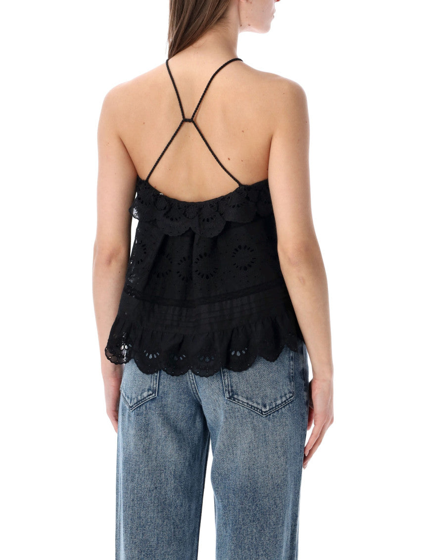 Black Embroidered Halter Neck Top 2