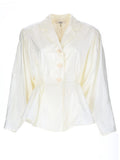 White Solid Notched Lapel Top 1