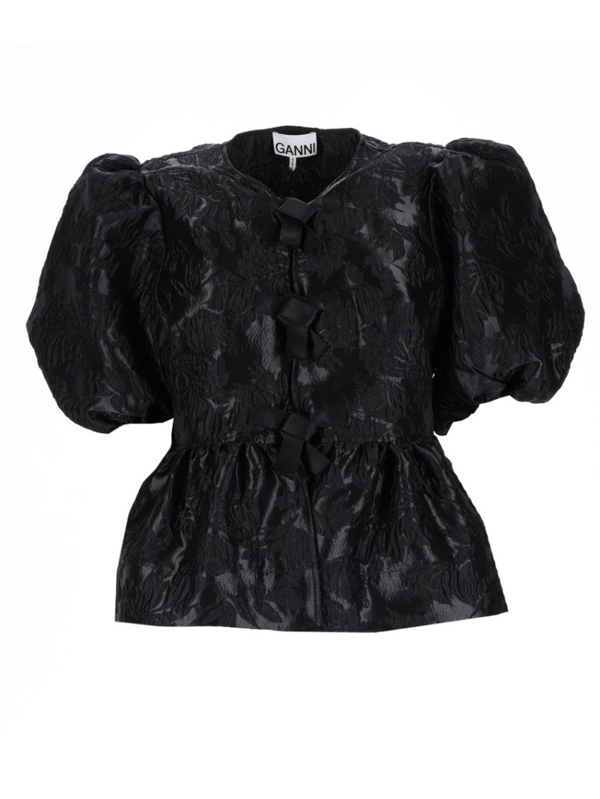 Black Textured Round Neck Top 1