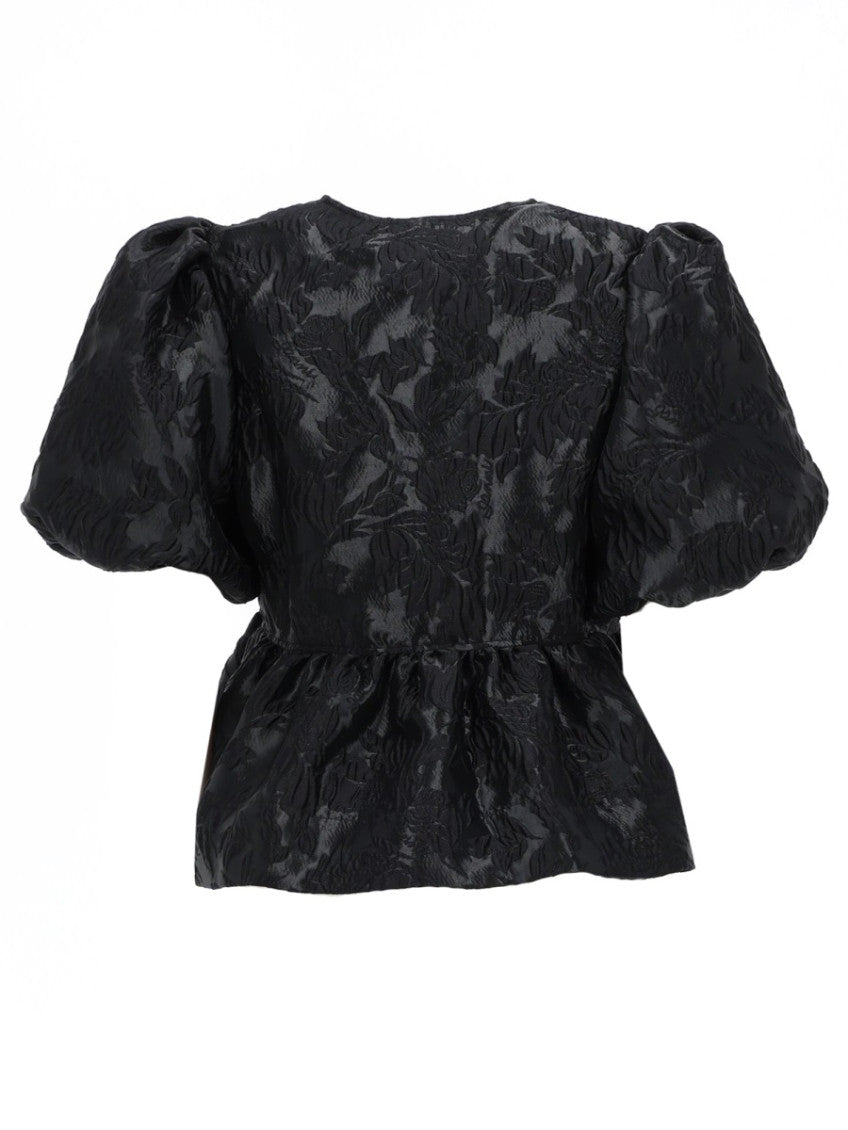 Black Textured Round Neck Top 2