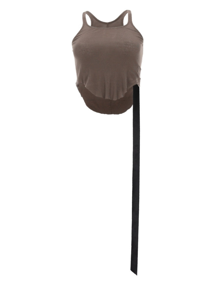 Brown Solid Scoop Neck Top 1