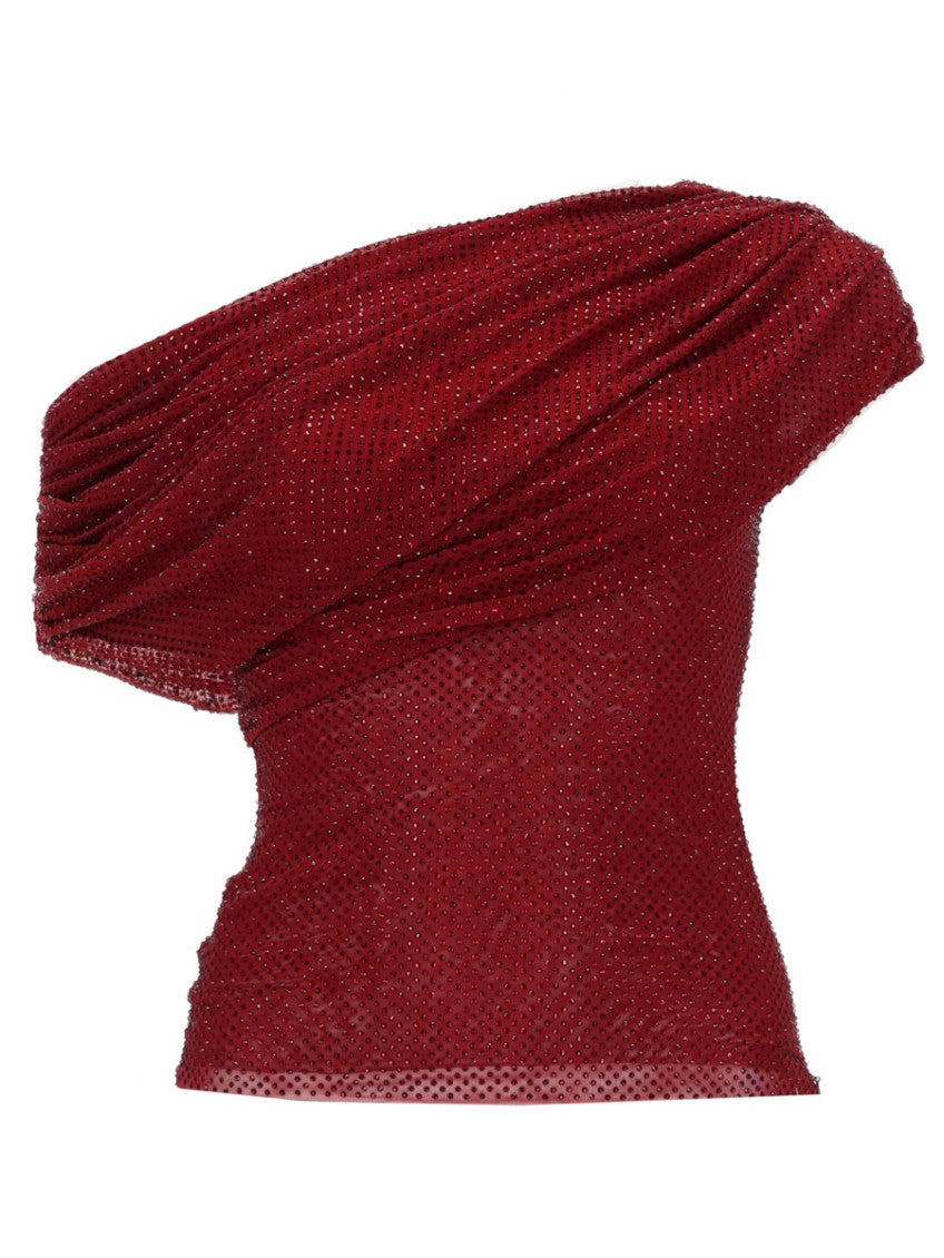 Red Embellished One Shoulder Top 1