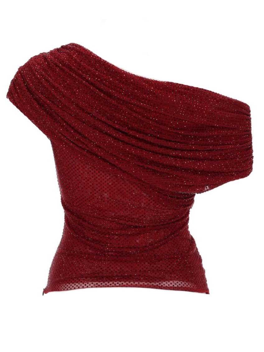Red Embellished One Shoulder Top 2