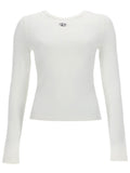 White Solid Crew Neck Top 1