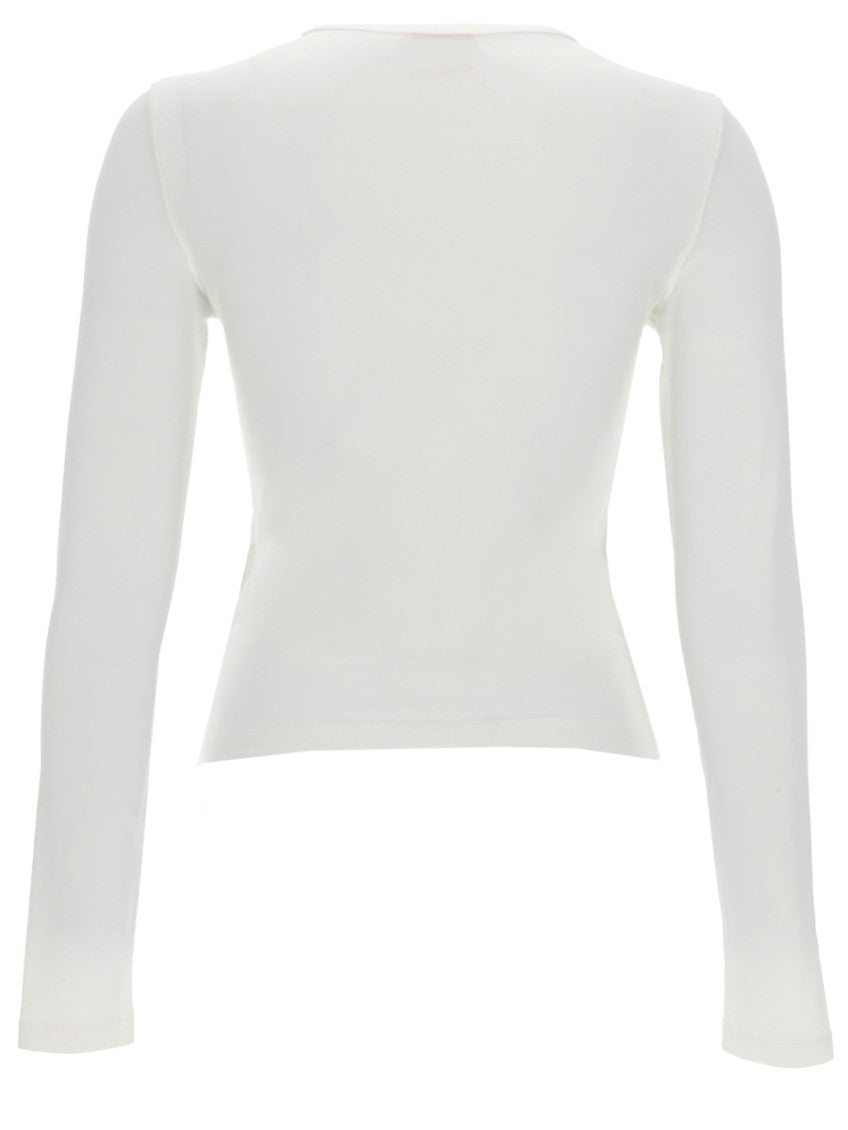 White Solid Crew Neck Top 2