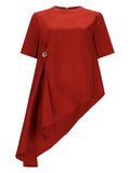 Red Solid Round Neck Top 1