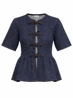 Blue Textured Round Neck Top 1
