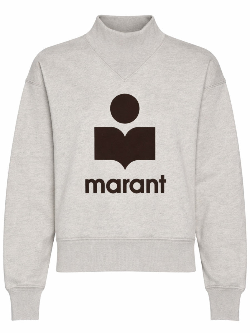 Beige Logo Mock Collar Sweatshirt 1