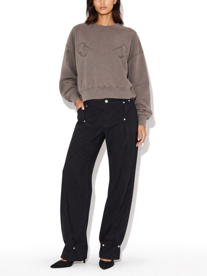 Grey Embroidered Round Neck Sweatshirt 2